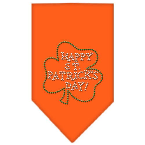 Happy St Patrick's Day Rhinestone Bandana Orange Large